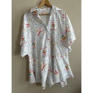 Billy J Womens Oversized Romper Size M Fruit Resort Italian Italy Lobster Beachy